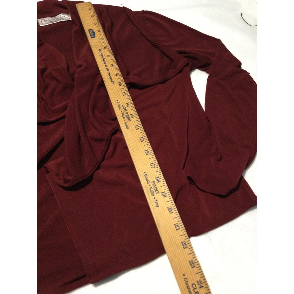 Simonton Says George Simonton Burgundy Waterfall Open Front Cardigan Medium - Picture 4 of 7